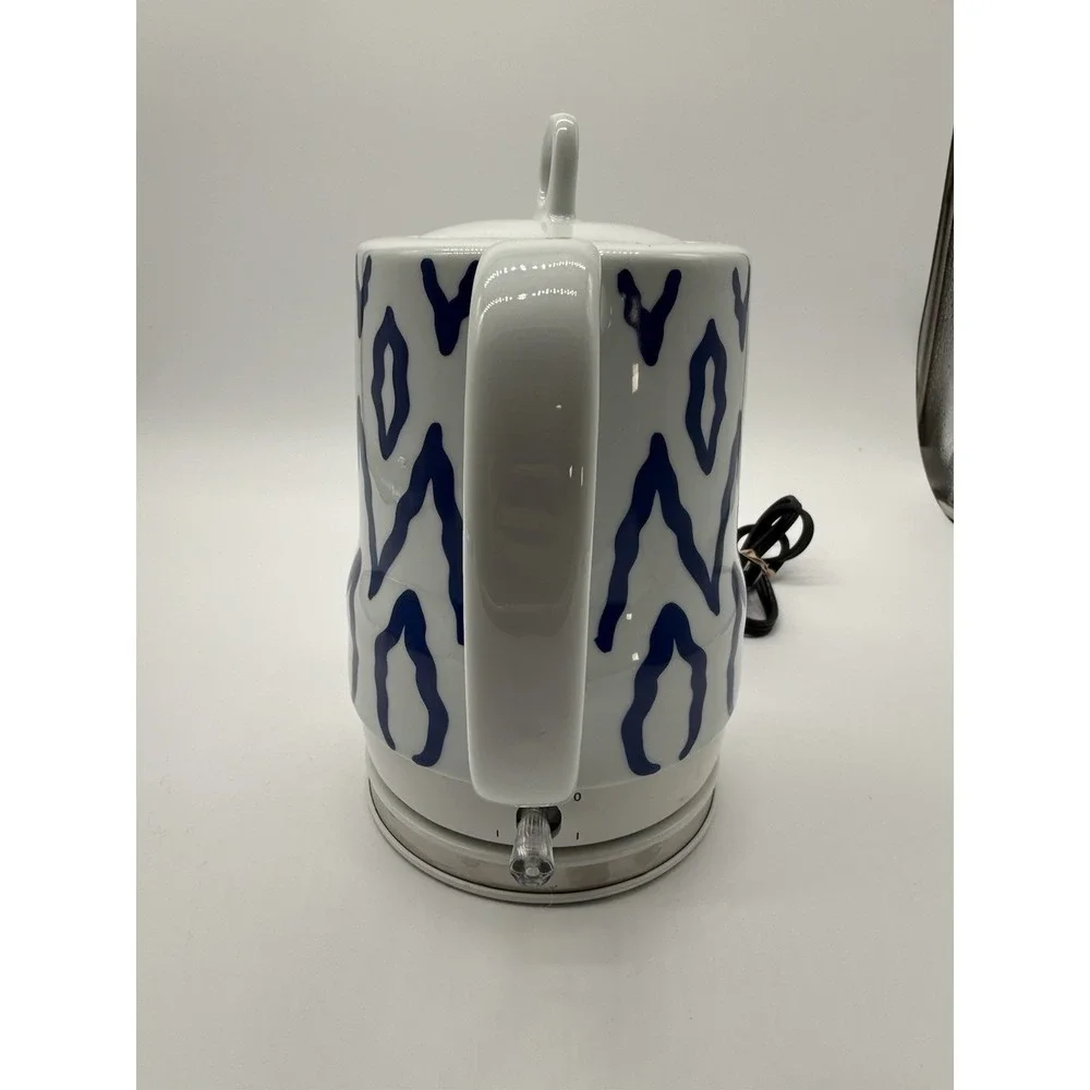 Bella Ceramic Electric Kettle 1.2L Blue White Excellent Ikat Pattern